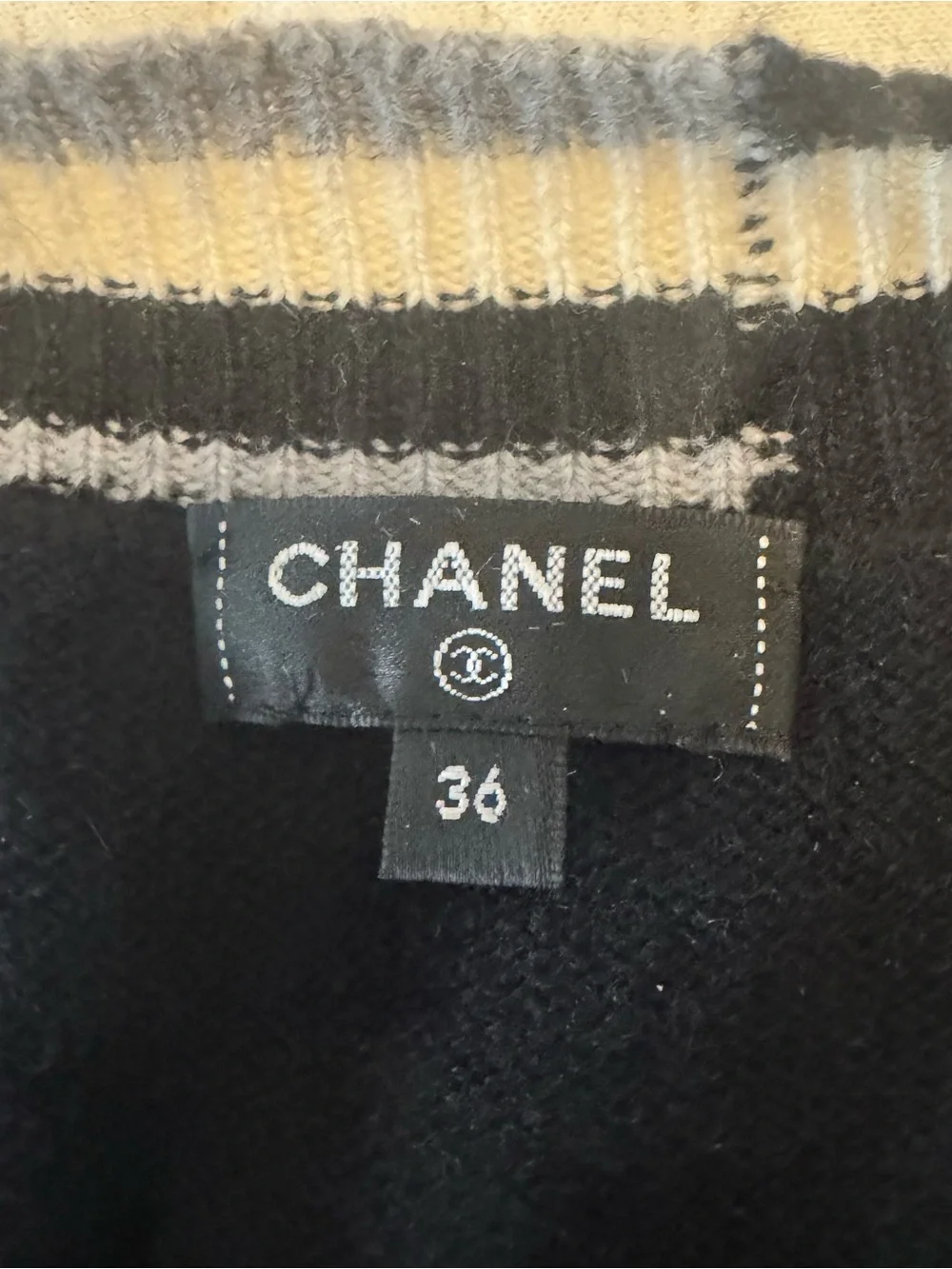 Chanel 19P Black Short-Sleeve Wrap Sweater with Contrast Trim